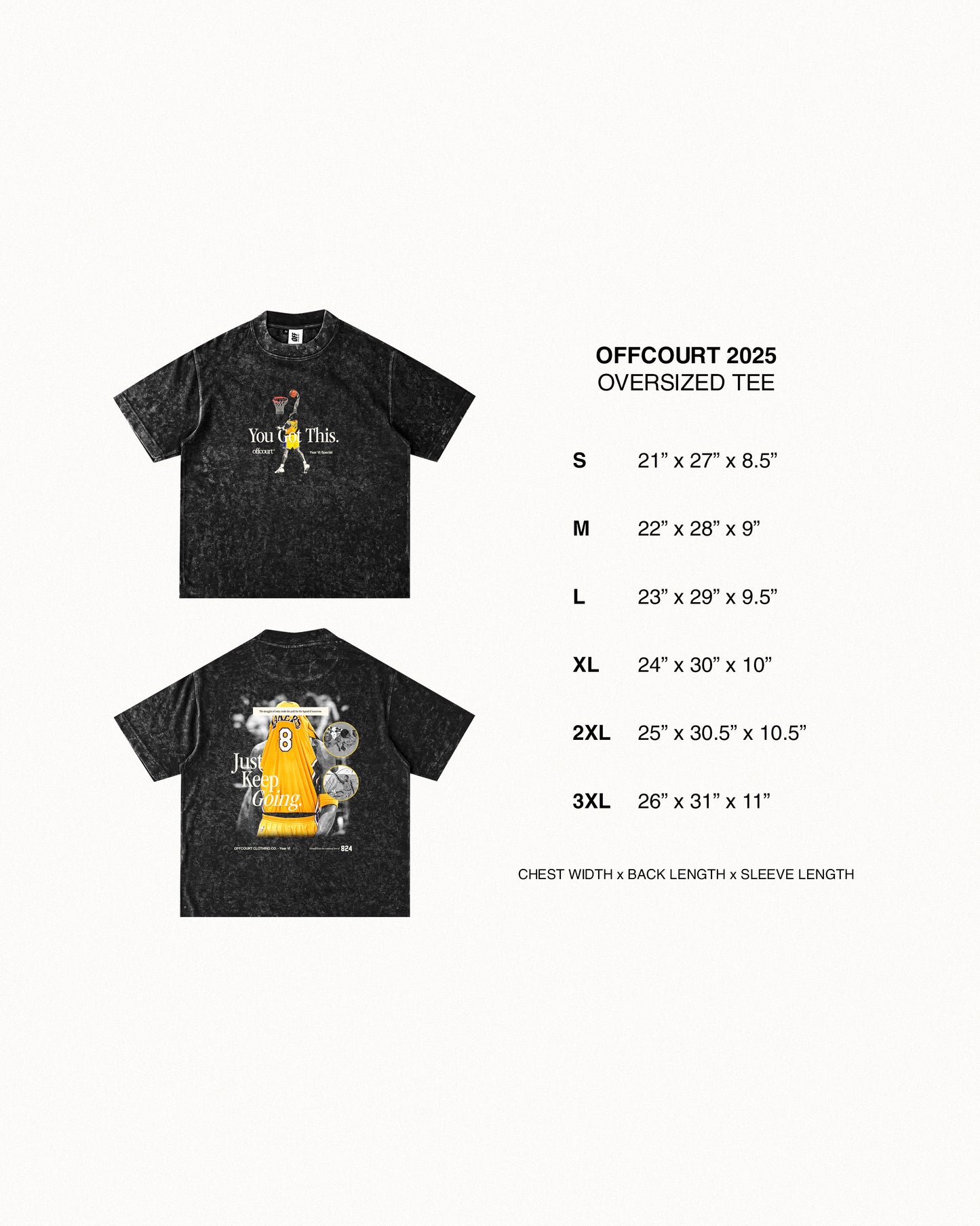 Year VI "Motivation" Acid-washed Black Graphic Tee
