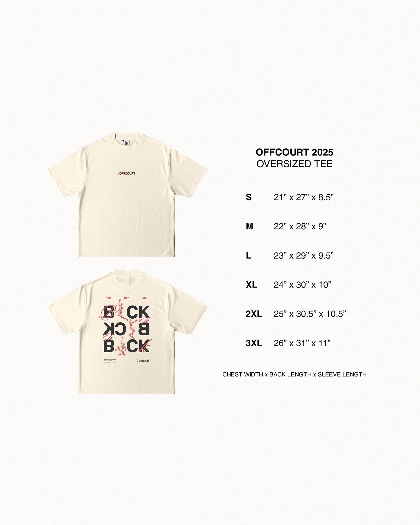 "3Peat '98" Cream Oversized Graphic Tee