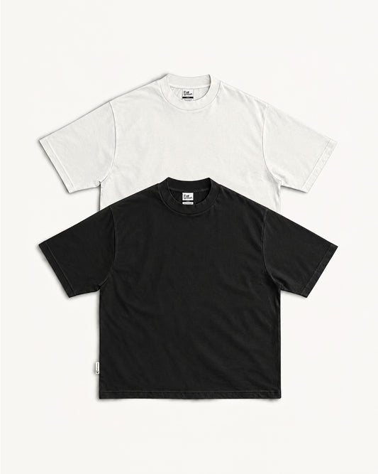 Crafted Athletics Essential Boxy Tees Pack (Black/Off-white)