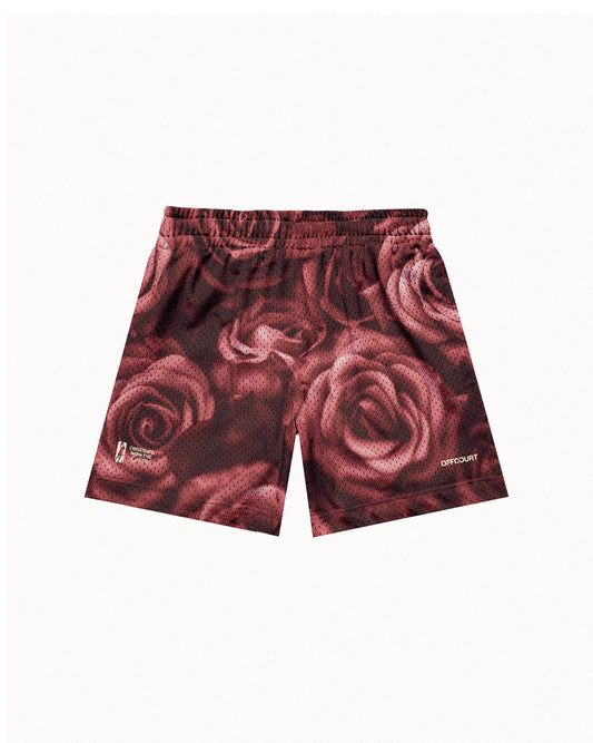 "Everbloom" Vintage Fade Red Mesh Shorts