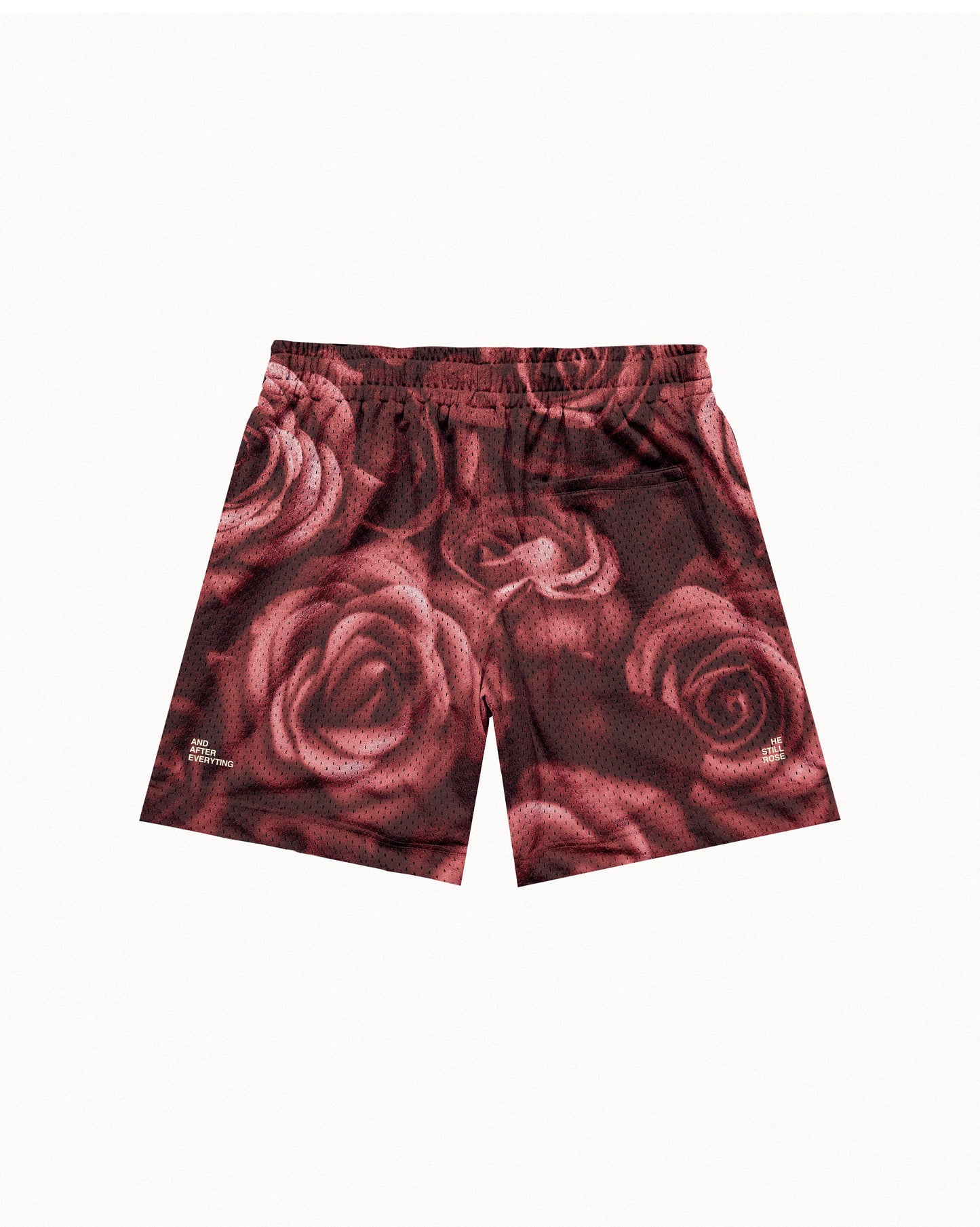 "Everbloom" Vintage Fade Red Mesh Shorts