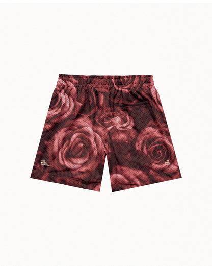 "Everbloom" Vintage Fade Red Mesh Shorts