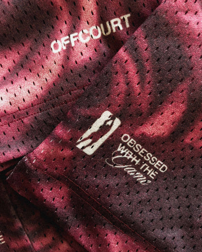 "Everbloom" Vintage Fade Red Mesh Shorts