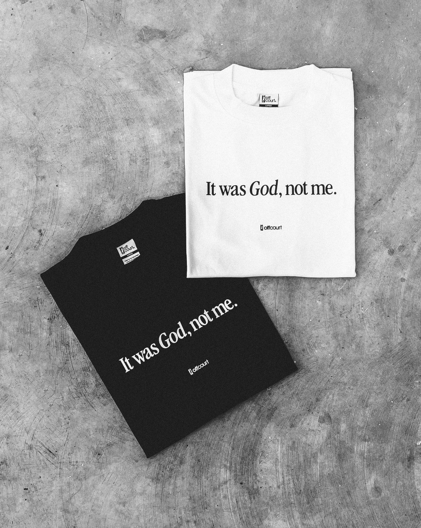 "God, Not Me" Black / Off-white Graphic Tees