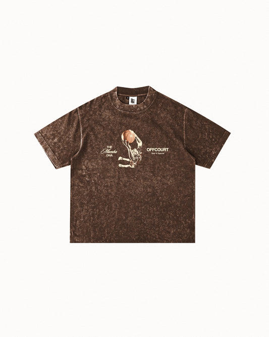 Year VI "Roots" Acid-washed Brown Graphic Tee