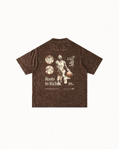 Year VI "Roots" Acid-washed Brown Graphic Tee