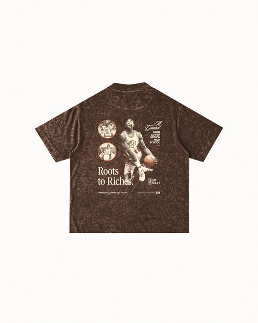 Year VI "Roots" Acid-washed Brown Graphic Tee