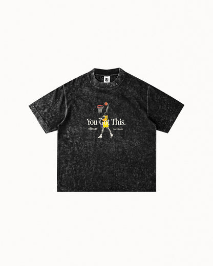 Year VI "Motivation" Acid-washed Black Graphic Tee