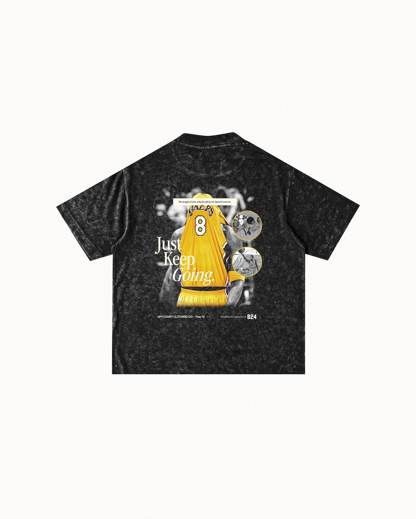 Year VI "Motivation" Acid-washed Black Graphic Tee