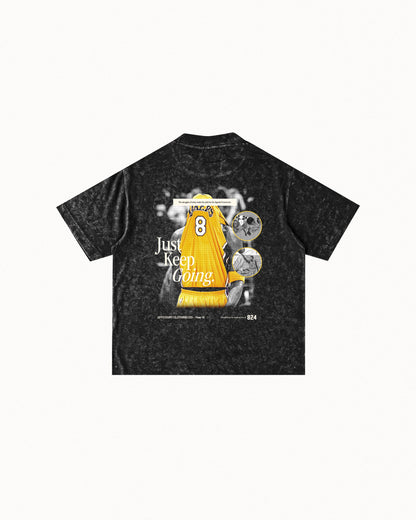 Year VI "Motivation" Acid-washed Black Graphic Tee