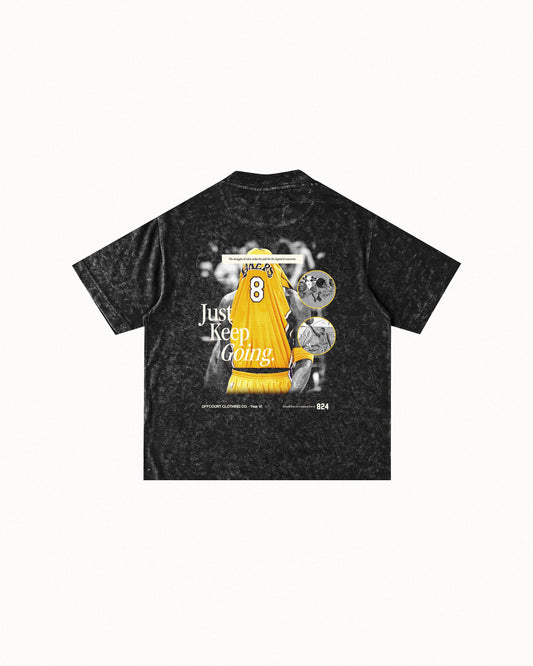Year VI "Motivation" Acid-washed Black Graphic Tee