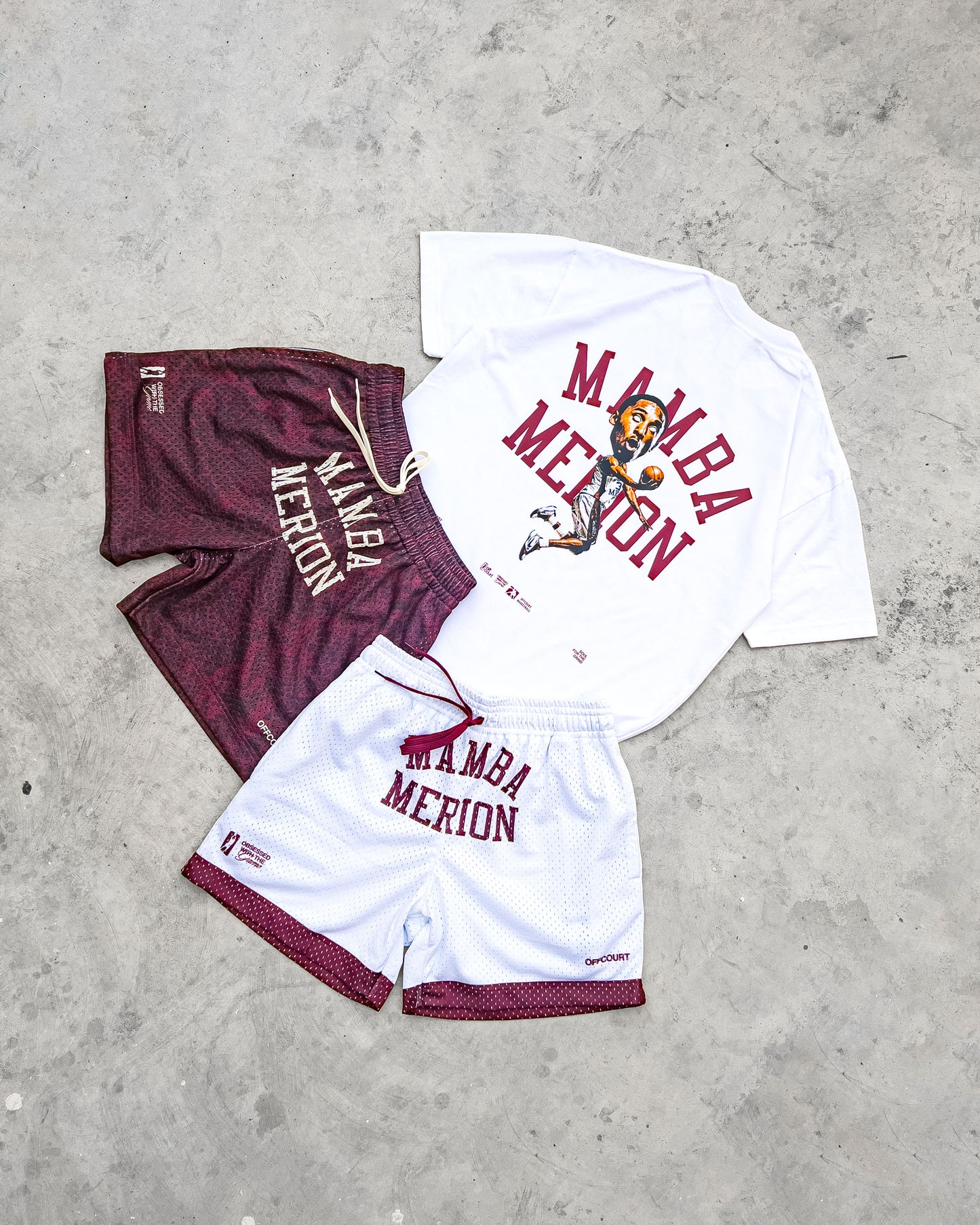 "State Champs" White / Maroon Snakeskin Mesh Shorts