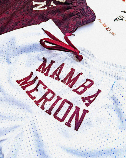 "State Champs" White / Maroon Snakeskin Mesh Shorts