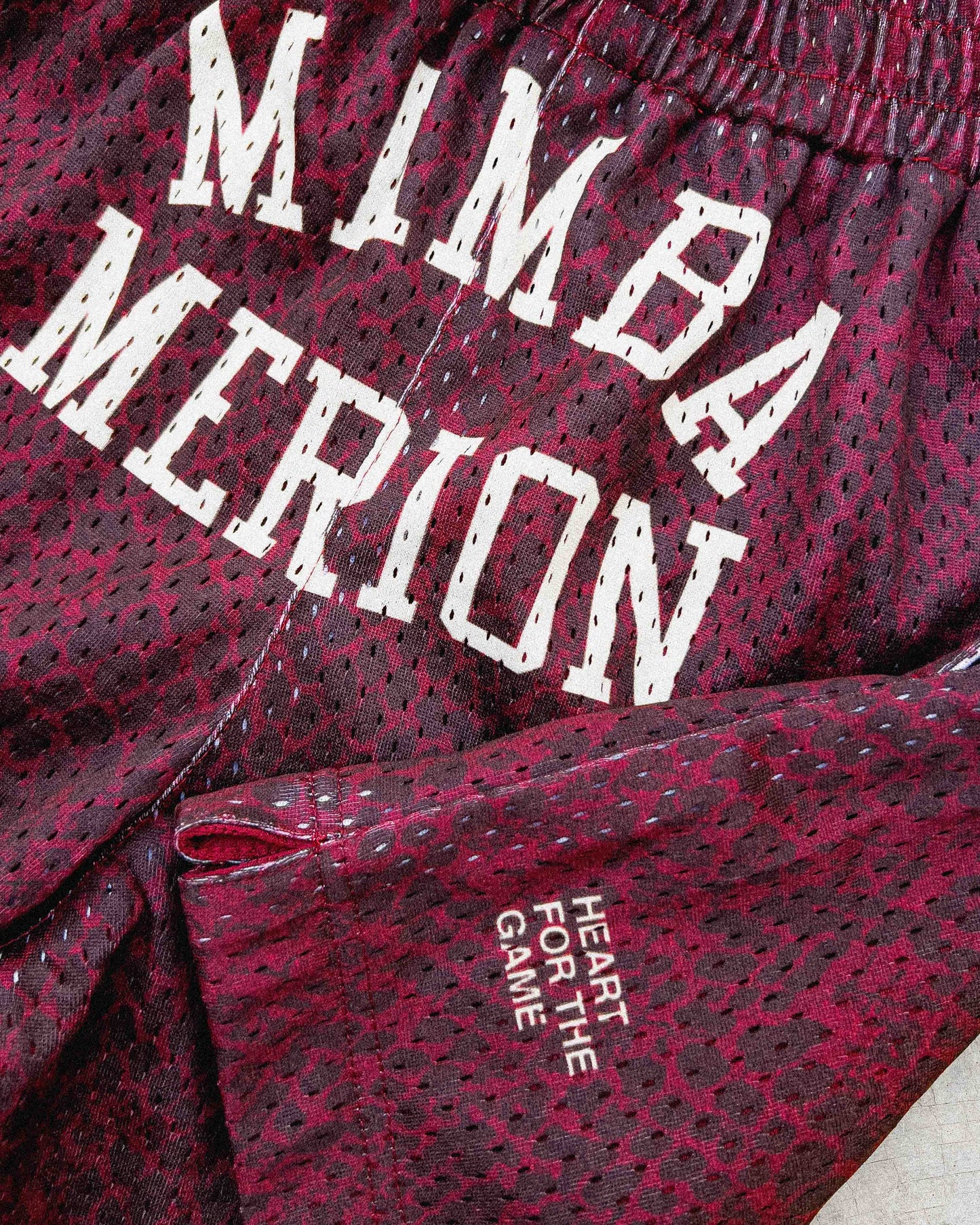 "State Champs" White / Maroon Snakeskin Mesh Shorts