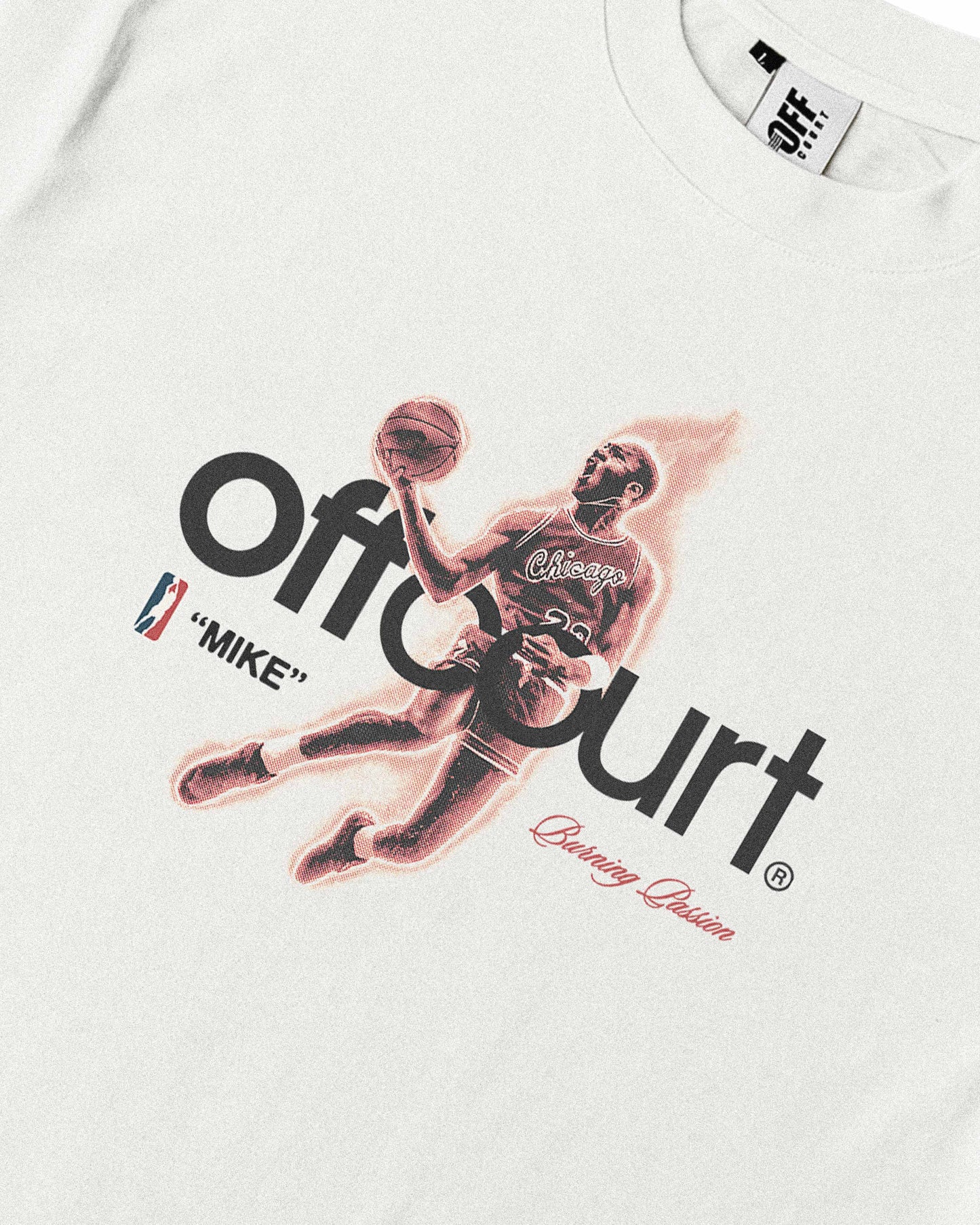 Mike "Burning Passion" Off-White Graphic Tee
