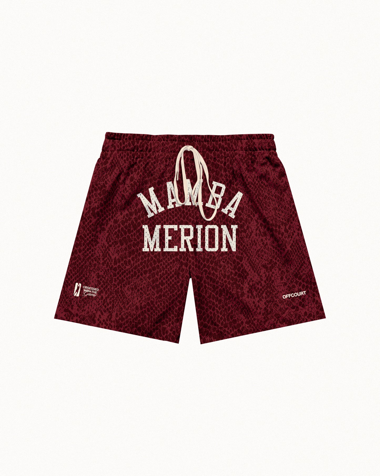 "State Champs" White / Maroon Snakeskin Mesh Shorts