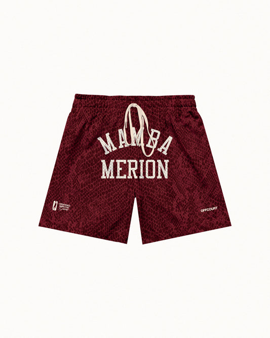 "State Champs" White / Maroon Snakeskin Mesh Shorts