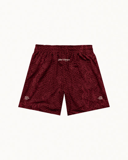 "State Champs" White / Maroon Snakeskin Mesh Shorts