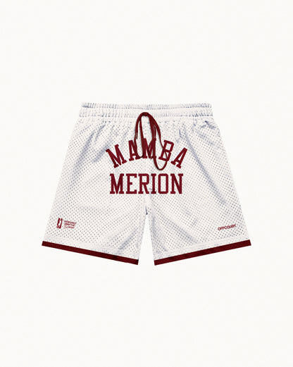 "State Champs" White / Maroon Snakeskin Mesh Shorts